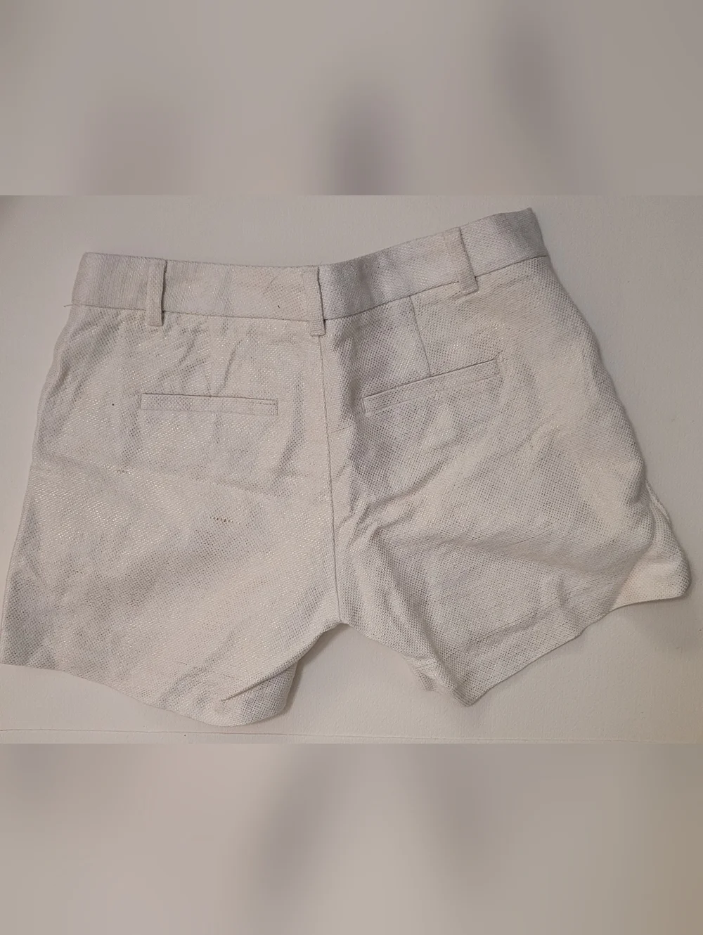 Banana Republic Cream Textured Cotton Blend Women's Shorts - Picture 2 of 2